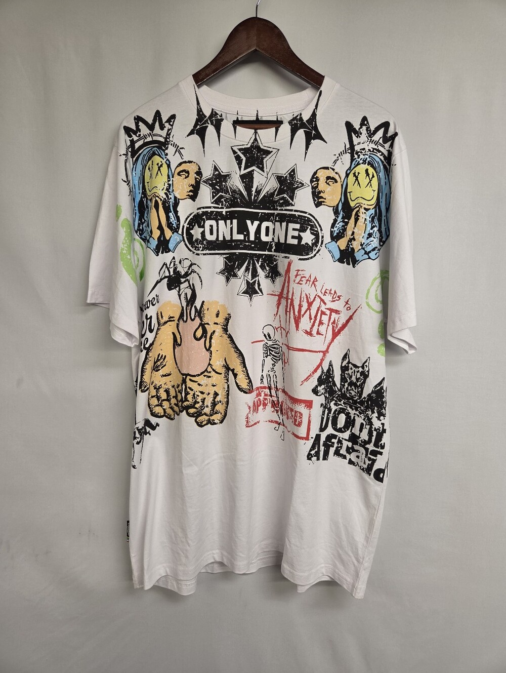 Only Ones USA Onlyones Size 3-XLarge White Anxiety T-shirt